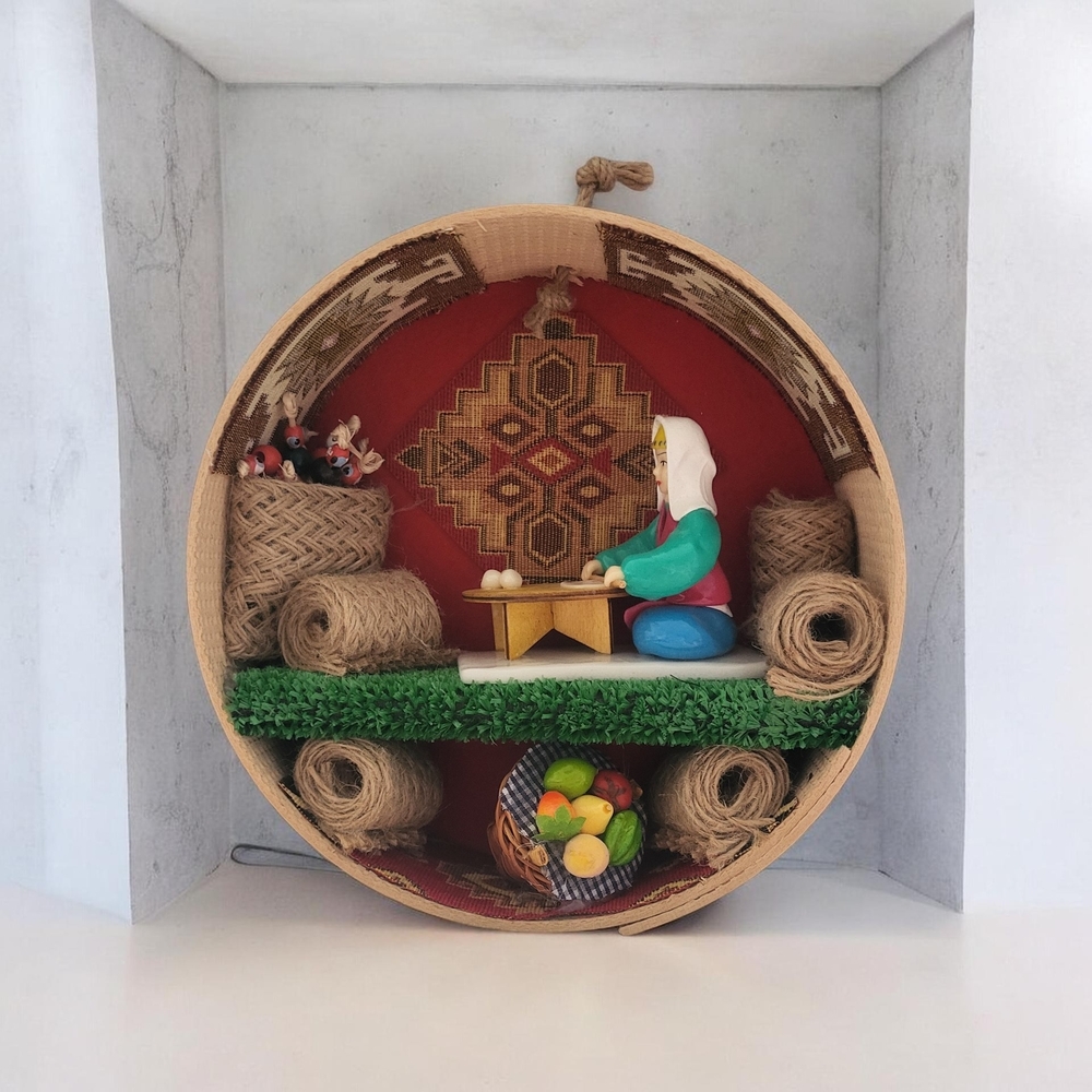 Handmade Turkish Folk Art Wall Decor Miniature Diorama Anatolian Village Scene